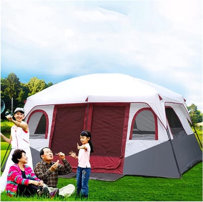 Familietent - Grote tent - Kamperen met gezin - 100% waterdicht - 8-12 personen - Groen