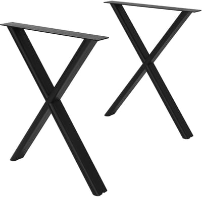 ML-Design | Tafelpoten, set van 2, X-vorm met plat profiel 60x72 cm, van staal, zwart, tafelonderstel, tafelpoten, tafelvoeten voor eettafel & bureau