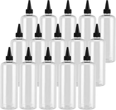 15 Stuks 500ml Heldere Applicator Flessen, Lege Plastic Knijpflessen met Draaidop, Ideaal voor Haarverf en Pigmenten