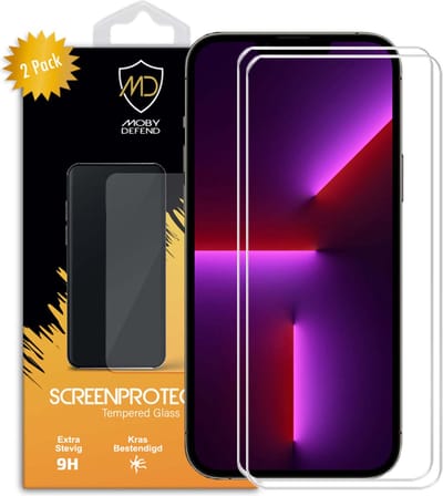 2-Pack MobyDefend Screenprotectors - Geschikt voor iPhone 13 Pro Max - Case-Friendly Screensavers - Gehard Glas