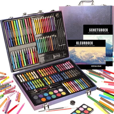 TIM® Tekenset - Tekendoos - Tekenkoffer - Tekenset Volwassenen - Tekendoos Voor Kinderen - Veelkleurig - 37cm x 28cm x 6cm