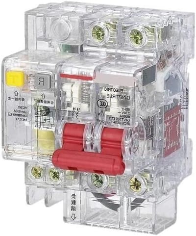 Aardlekschakelaar - Stroomonderbreker - Elektrische Beveiliging - 2P C-type 6kA - 25A 30mA - Transparant