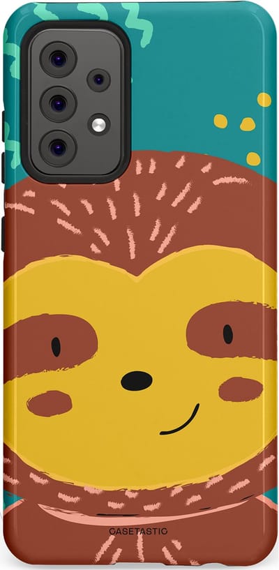 Casetastic hoesje geschikt voor Samsung Galaxy A52 (2021) 5G / Samsung Galaxy A52 (2021) 4G - Dubbellaagse bescherming - Vrolijke luiaard - Fashion Case - Terracotta Petrol Goud