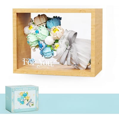 Blocs de construction Bouquets Cadres photo Jouets décoratifs à microparticules assemblées Cadeaux de vacances pour filles 15.8*8.8*12.9cm