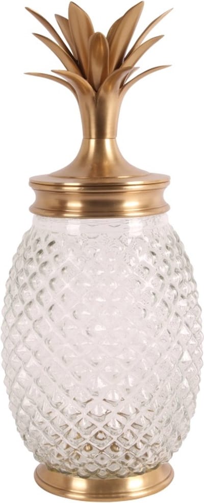 Baroque - Decoratieve schaal - Tafelgerei glazen pot met deksel 43 cm - 43x18x18 - Brass