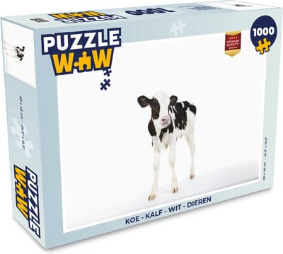 Puzzel Koe - Kalf - Wit - Dieren - Legpuzzel - Puzzel 1000 stukjes volwassenen
