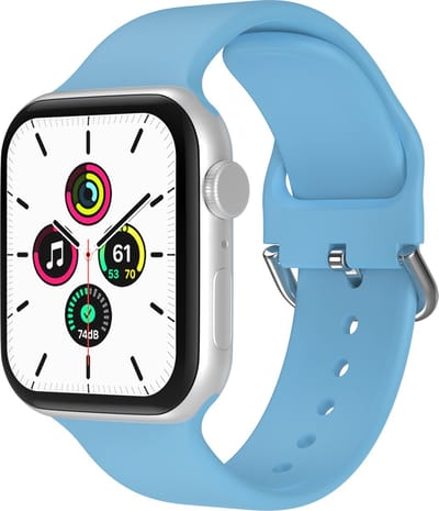 Bandje geschikt voor Apple Watch 42/44MM - Geschikt voor Series 1/2/3/4/5/6/7/8/9/SE/Ultra 1&2 - Maat S - Horlogebandje - Siliconen - Lichtblauw
