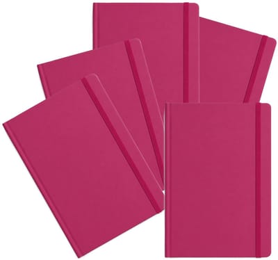 Bellatio Design Notitieboekje - 5x - A5 formaat - met elastiek - roze - 100 pagina - schriften