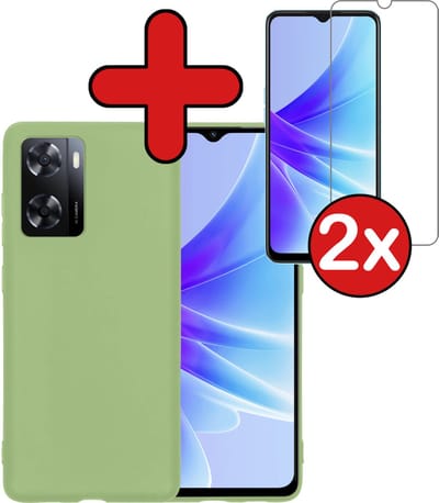 Hoesje - Met 2x Screenprotector - Geschikt voor OPPO A57 - Sterk & Shockproof - Telefoon Hoes - Back Cover - Siliconen Case - Telefoonhoes - Groen