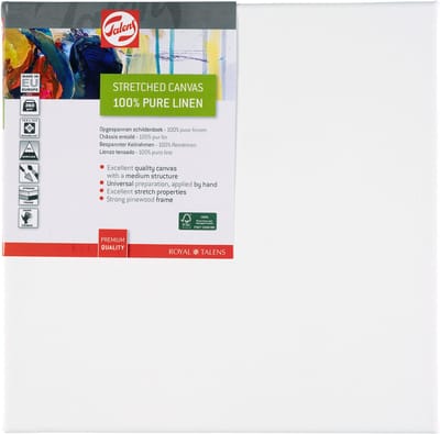 Talens Bespannen Canvas Linnen - 30x30 cm - 100% Linnen - Premium Kwaliteit - Medium Textuur - FSC-gecertificeerd Hout - Olie, Acryl & Watermengbare Olie compatibel