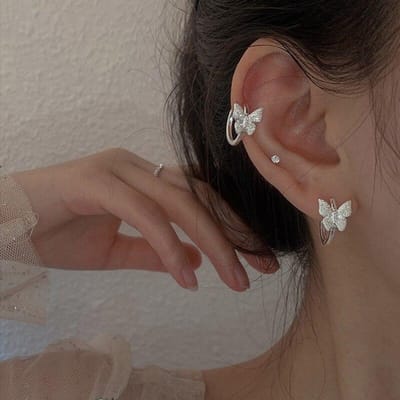 925 Sterling Zilver Vlinder Oorknopjes Voor Vrouwen Meisjes Bruiloft Feest Sieraden Pendientes Eh199 gray