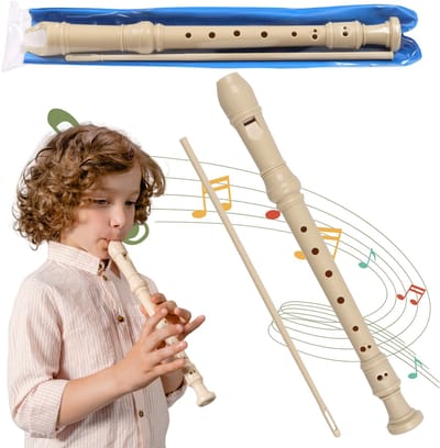 KUNSTSTOF Blokfluit IN KOFFER, 8 gaten + schoonmaakinstrument, SCHOOLFLUIT voor kinderen 3+