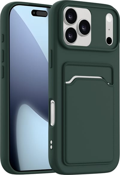 ShieldCase back cover hoesje met pasjeshouder geschikt voor iPhone 17 Pro (donkergroen) – sterke case met kaarthouder, premium bescherming en slank design