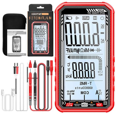 Digitale Multimeter - Spanningstester Voltmeter - Elektrisch Testen - Automatische Meetselectie - Temperatuur Weerstand - Zwart