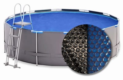 W'eau solar cover rond - 400 cm (zeilmaat 394) - Zwart/Blauw