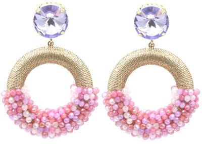 Oorbellen - Oorhangers - Statement Oorbellen- Kralen - Glaskralen - Roze - Multicolor - 5.5x4cm - Goudkleurig