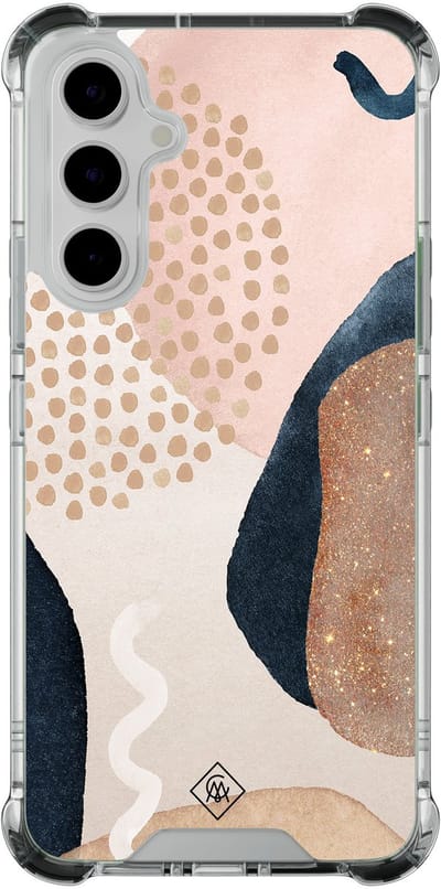 Casimoda® hoesje - Geschikt voor Samsung Galaxy A54 - Abstract Dots - Shockproof case - Extra sterk - TPU/polycarbonaat - Bruin/beige, Transparant