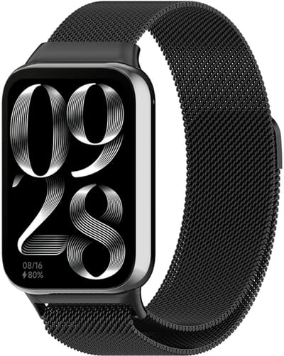 Stravo Milanese bandje - Geschikt voor Xiaomi Smart Band 8 Pro (Xiaomi Mi Band 8 Pro) / Xiaomi Smart Band 9 Pro (Xiaomi Mi Band 9 Pro) - RVS metaal Milanees smartwatchbandje met magneetsluiting Voor Redmi Watch 4 / 5 / 6 (Zwart)