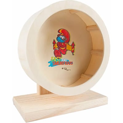 Duvo+ Smurfs Kleine dierenverblijf blauw XL met houten huisje, trap en hooiruif 100x54x40cm