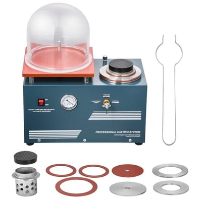 Vacuümgietmachine - Sieraden Gietapparaat - Capaciteit 400 ml - Vacuümpomp 3 CFM - Precisie Manometer - Vermogen 290 W - Werkvlak 28 x 28 cm - Met vacuümklok