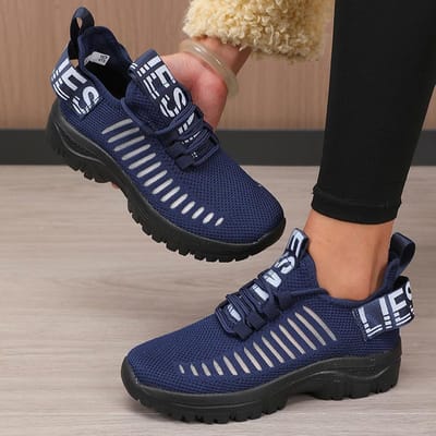 Damesmode Mesh Schoenen Nieuw Trendy Design Ademend Koel Comfortabel Anti-Slip Zool Buiten Wandelen Platte Veterschoenen 36 gray