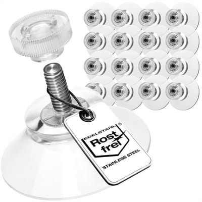 Solidchoice- Zuignappen Ø 30 mm - Extra sterke grip op gladde oppervlakken - M4-schroefdraad - Transparant - Eenvoudige montage zonder boren - Stevige grip - Zuignap