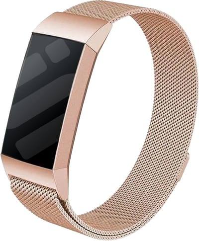 Strap-it Luxe Milanese band - geschikt voor Fitbit Charge 3 / Fitbit Charge 4 - rosé goud - Maat: Maat S