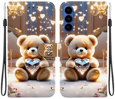 diamant beertje - agenda book case hoesje - Telefoonhoesje geschikt voor Samsung Galaxy A57 5G
