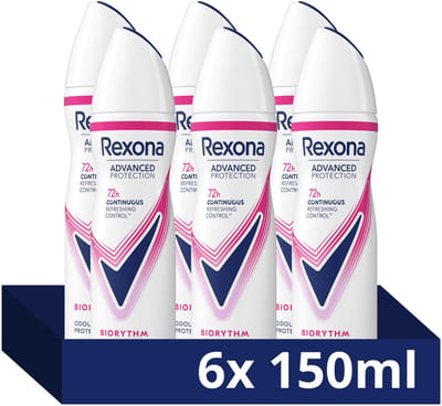 Rexona - Anti-Transpirant Spray - Women Advanced Protection - Biorythm - 6 x 150 ml - Voordeelverpakking