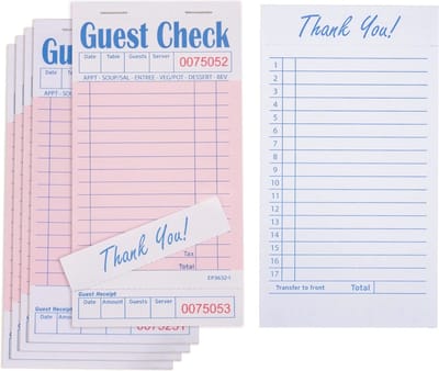 Guest Check Books voor Servers - 10 Notitieblokken voor Bestellingen (Roze, 17 x 8,9 cm)