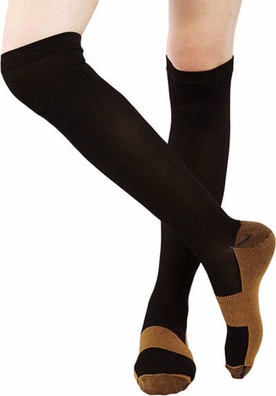 ATTREZZO® Compressiekousen – maat 36-40 - Zwart - Koper geweven Compressie sokken – Steunkousen - sport vliegtuig hardlopen