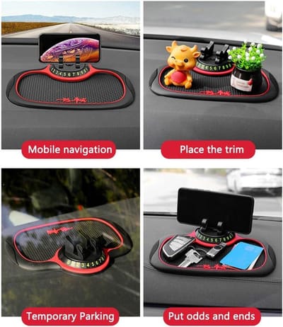 Auto Dashboard Anti Slip Rubber Pad - 360 Graden Telefoonhouder voor Auto - Non Slip Mat voor Telefoon, Zonnebril, Sleutels - Anti Slip Design met Verborgen Opslag (Kaartbetaling) - Handig Accessoire voor Auto Interieur