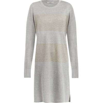 AllSaints Sparkle Str Dress Silver/gold Maat: XS | Mini Jurken Outlet | Dames | Zilver