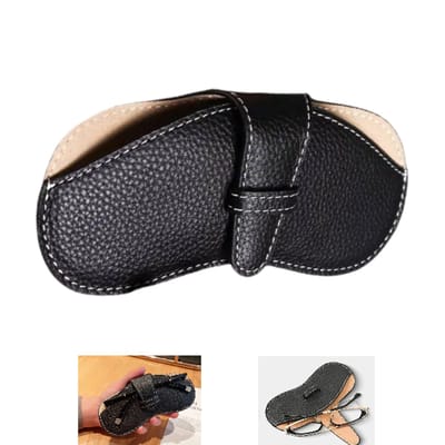 1 stuk - Brillenhoes met lychee-textuur - Brillenhoes van rundleer - Beschermhoes voor brillen en zonnebrillen - Zachte brillenhoes - Draagbaar - Lichtgewicht - Opbergtas voor brillen - Zwart - 17,5 x 8,5 x 0,5 cm - Unisex
