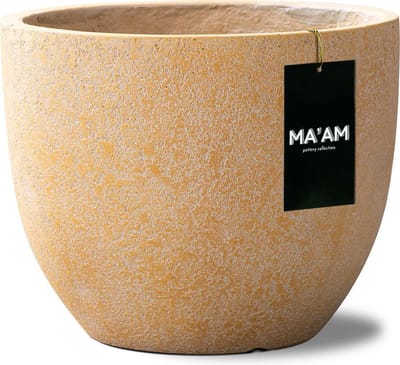 MA'AM Pottery Leah bloempot - rond - 24x20 - oker/oranje met afwateringsgat voor buiten of binnen