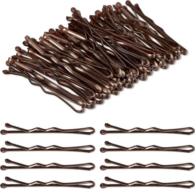 SnelShoppen - 50 Mini Bobby Pins - 1.38 Inch Kleine Haarspelden - Wavy Hair Pins - Metalen Bruine Haaraccessoires voor Vrouwen - Geschikt voor Alle Ha