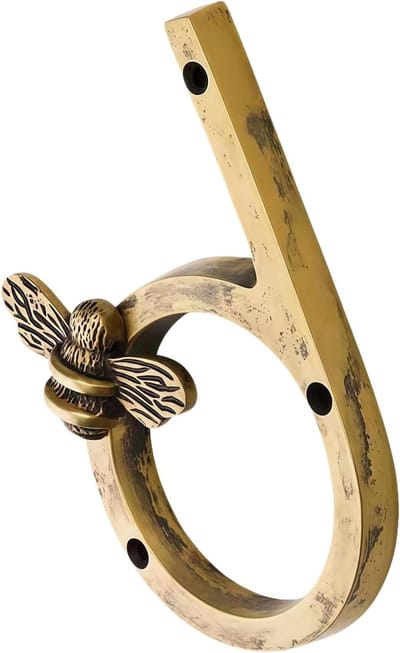 Huisnummerbord Bijen - Adresbord Metaal - Huis Herkenbaar Maken - Uniek Bijen Ontwerp - 9cm x 7.5cm - Goud