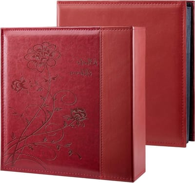 Fotoboek voor 600 Foto's - Extra Grote Capaciteit - Leer - Perfect voor Bruiloften en Familieherinneringen - 10x15 cm Foto's (Rood)