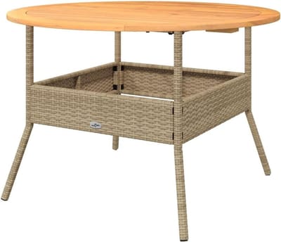 Tuintafel Ronde - Buitenmeubel - Ontspannen Buiten - Hout Rotan - Ø110x71 cm - Beige