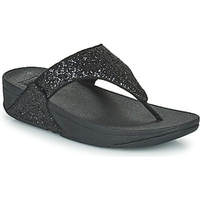 FitFlop Lulu Glitter Toe-Thongs PU Glitter Dames Slippers - Zwart Glitter