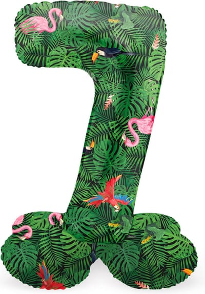 Folat - Staande folieballon Cijfer 7 Jungle Vibe - 72 cm