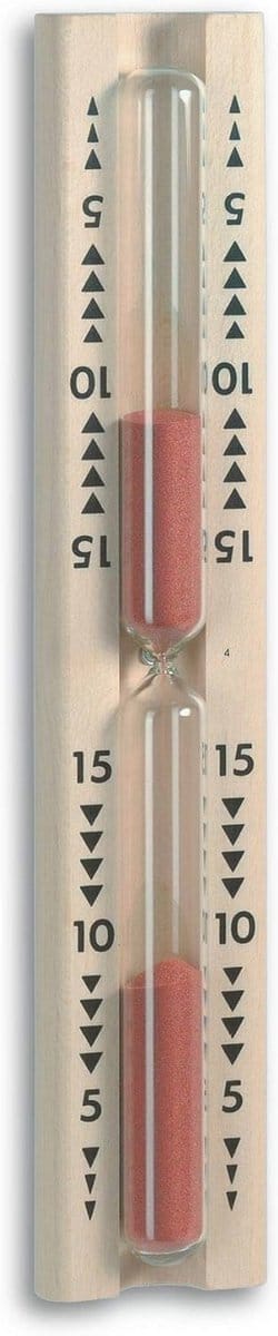 Sauna zandloper 15 minuten - Massief beukenhout met rood zand - Perfect voor sauna-accessoires