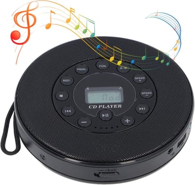 Draagbare CD Speler - Discman Oplaadbaar - Muziek Luisteren - Ingebouwde Luidspreker - 22 x 18 x 6 cm - Zwart