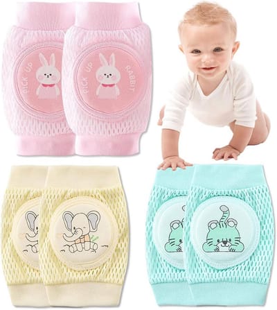 3 Paar Antislip Kniebeschermers voor Baby's en Peuters, Ademend Katoen