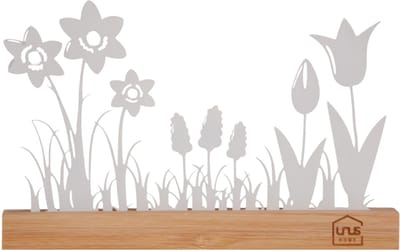 UNUS® Staander decoratieve bloemenweide lente wit met bamboevoe