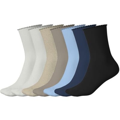 ESMARA 7 Paar dames sokken (wit/beige/blauw/navy/zwart, 35-38)