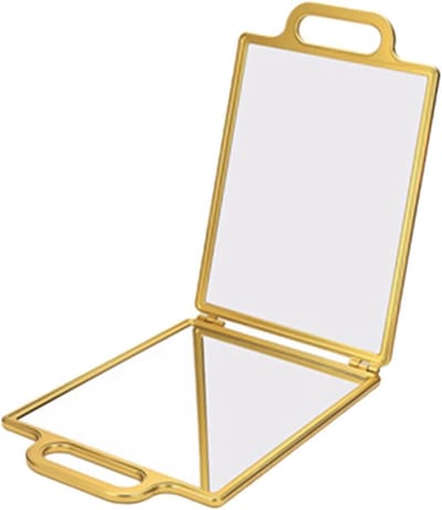 Kapspiegel Opvouwbaar - Kappersspiegel Reisspiegel - Haarstyling Zelf Knippen - Handsfree Gebruik - 367 x 24 cm - Goudkleurig