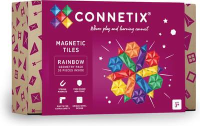 CONNETIX - Magnetisch Tegels - Regenboog Geometrie Pakket - 30 Stuks - Magnetisch Speelgoed