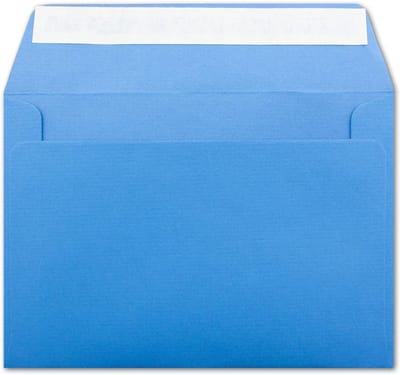 Gekleurde DIN C6 enveloppen - Geribd papier - Uitnodigingen versturen - Zelfklevend met strip - 114 x 162 mm - Blauw