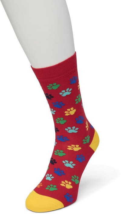 Bonnie Doon Dames Sokken met Hondenpootjes Print maat 36/42 Rood - Thema Sokken - Hondenpoten - Cadeau Sokken - Zacht Katoen met Gladde Teennaad -Word je Happy en vrolijk van - Comfortabel - Perfect Cadeau - Skipatrol - BT991101.350